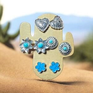 Silver and Turquoise Earring Set